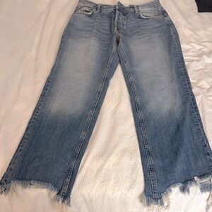 We The Free Light Blue straight leg Jeans with Frayed Hem sz 26